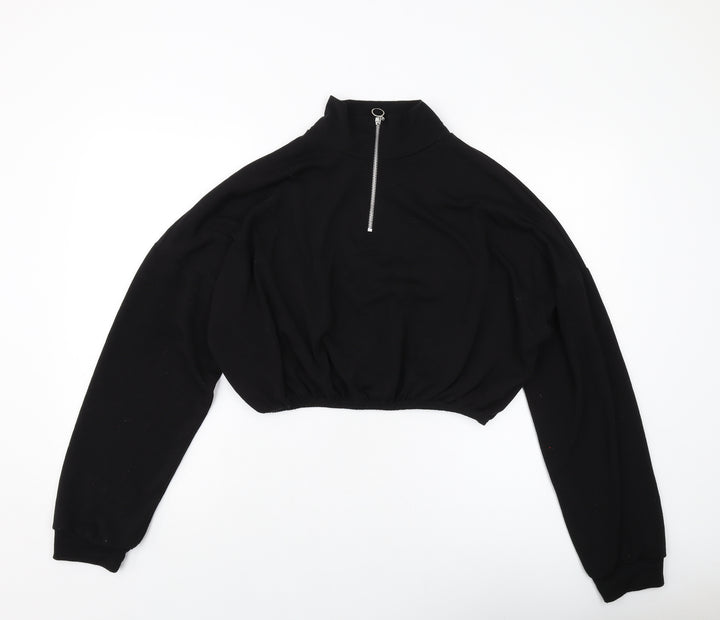 Missguided Womens Black Polyester Pullover Sweatshirt Size 12 Zip