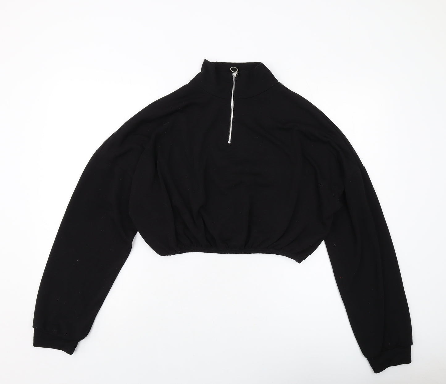 Missguided Womens Black Polyester Pullover Sweatshirt Size 12 Zip