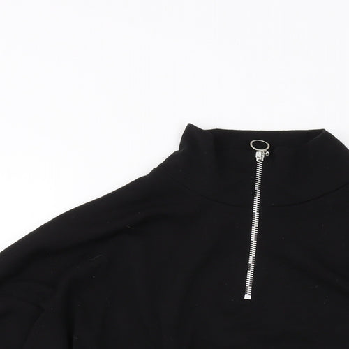 Missguided Womens Black Polyester Pullover Sweatshirt Size 12 Zip