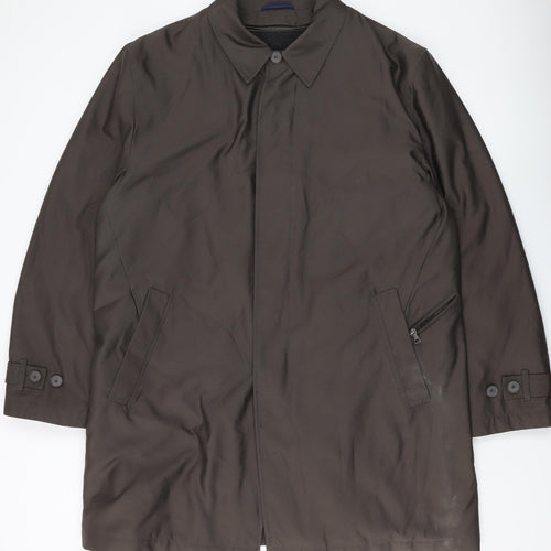 Autograph Mens Green Overcoat Coat Size L Button