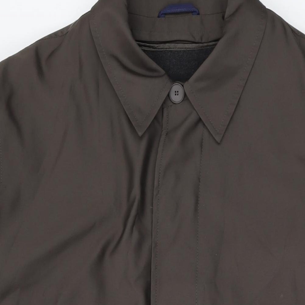 Autograph Mens Green Overcoat Coat Size L Button