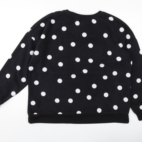 DKNY Womens Black Polka Dot Polyester Pullover Sweatshirt Size L Pullover