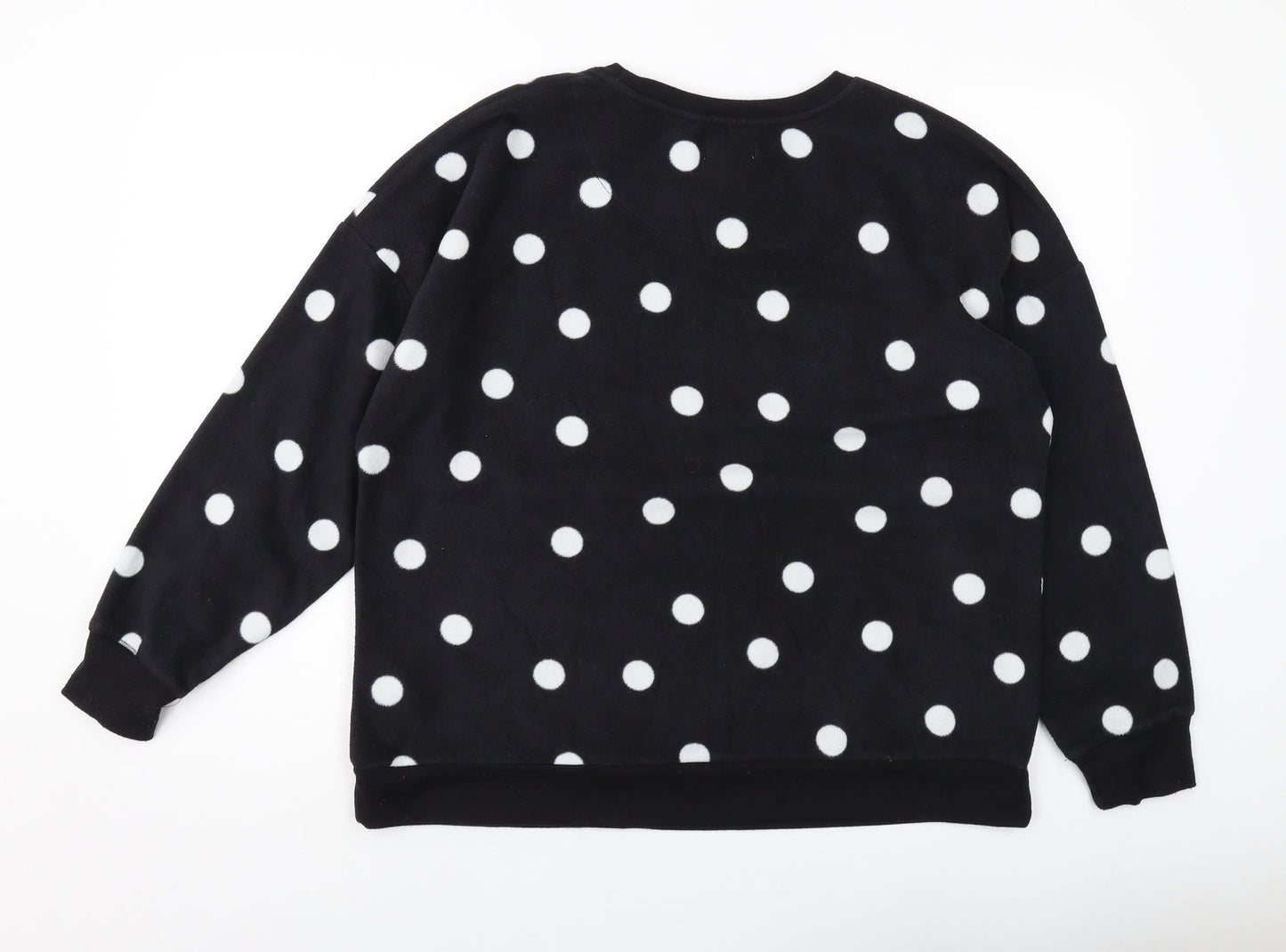 DKNY Womens Black Polka Dot Polyester Pullover Sweatshirt Size L Pullover