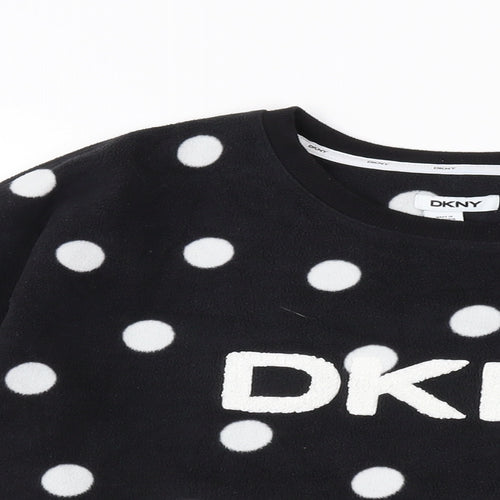 DKNY Womens Black Polka Dot Polyester Pullover Sweatshirt Size L Pullover