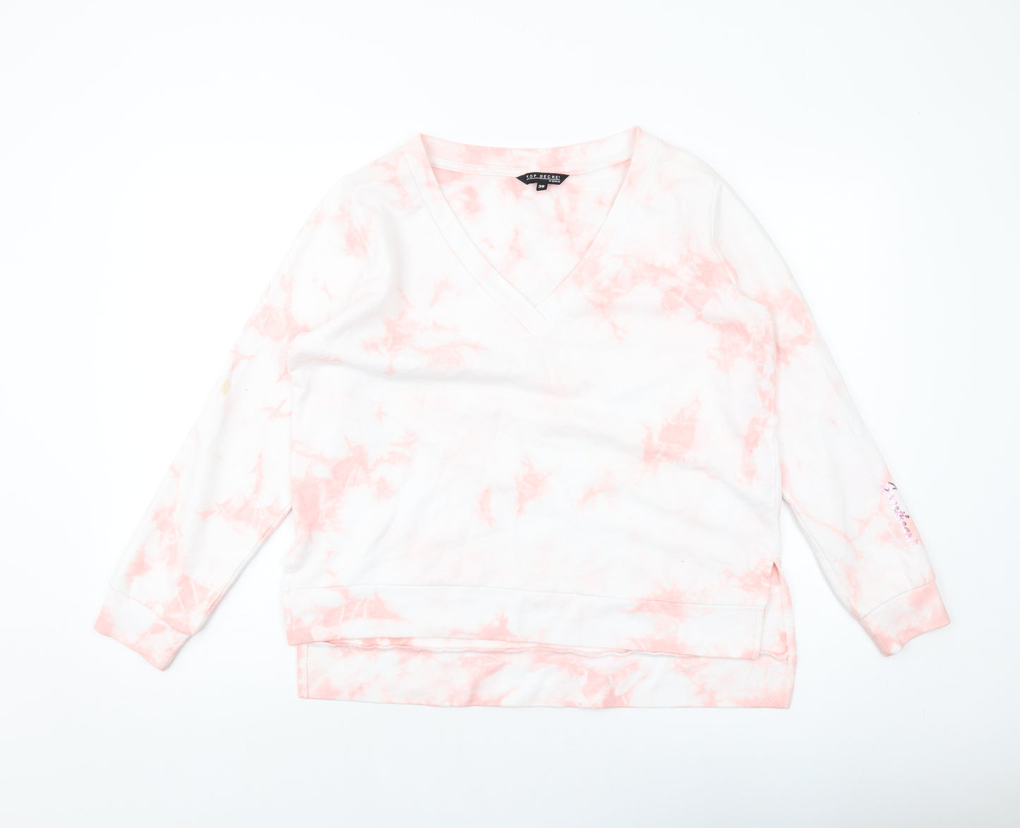 Top Secret Womens Pink Geometric Cotton Pullover Sweatshirt Size 10 Pullover