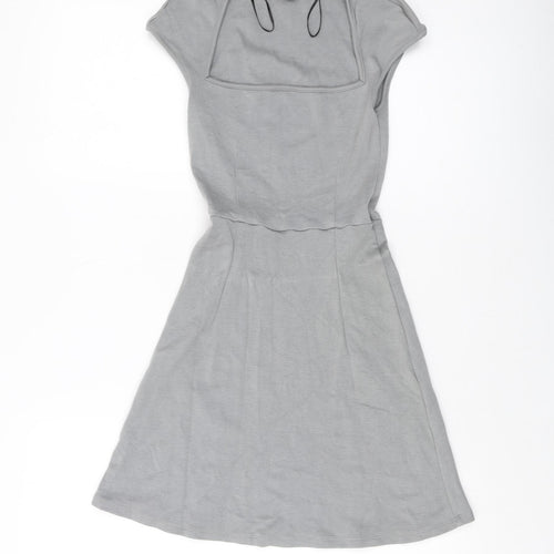 H&M Womens Grey Viscose Mini Size 2XS Square Neck Pullover