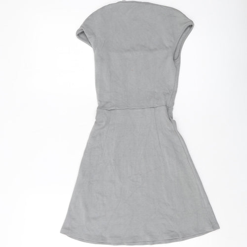 H&M Womens Grey Viscose Mini Size 2XS Square Neck Pullover