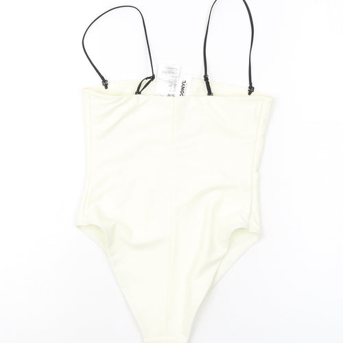 H&,M Womens Ivory Polyamide Bodysuit One-Piece Size 6 Snap