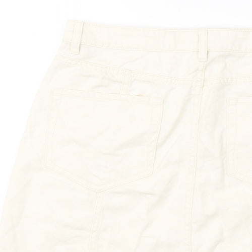 Tulchan Womens Beige Cotton Mini Skirt Size 12 Button