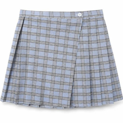 Nasty Gal Womens Blue Plaid Polyester A-Line Skirt Size 12 Button