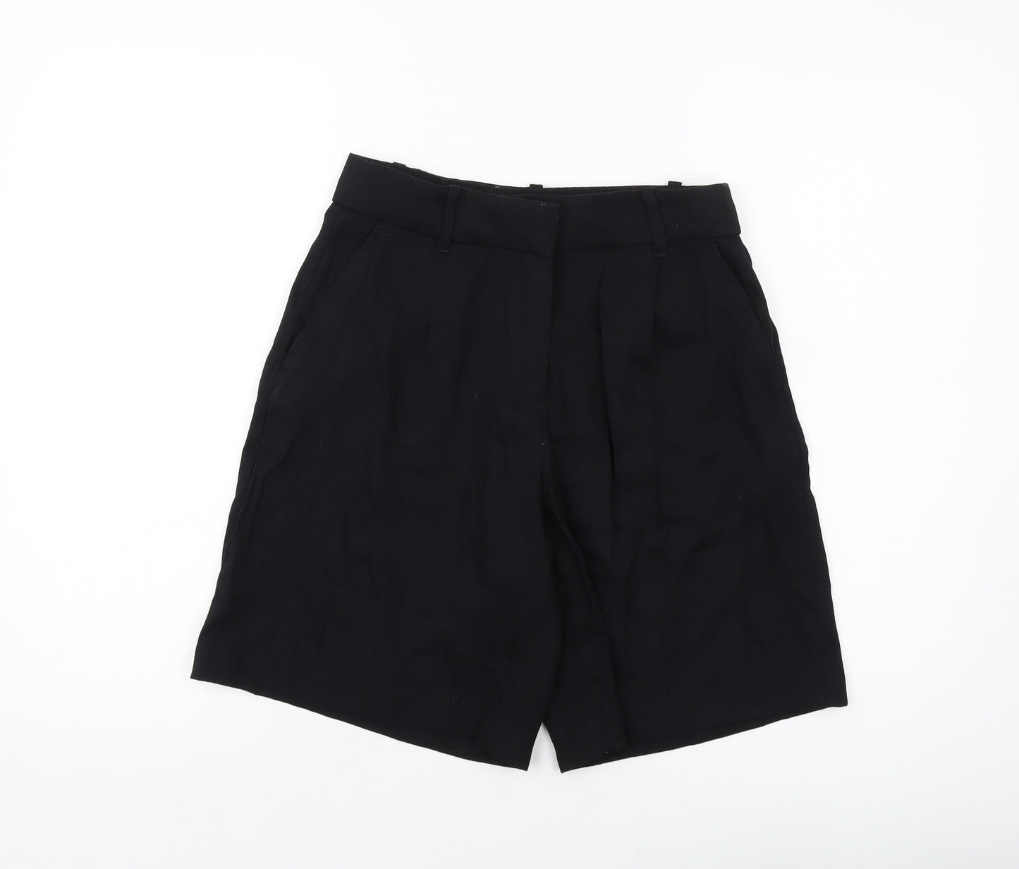 H&M Womens Black Vinyl Paperbag Shorts Size 10 L9 in Regular Hook & Eye