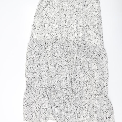 H&M Womens White Geometric Polyester A-Line Skirt Size 30 in Zip