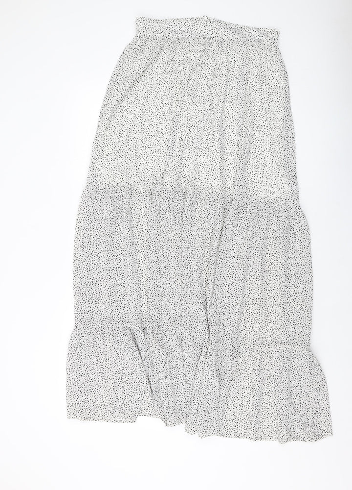 H&M Womens White Geometric Polyester A-Line Skirt Size 30 in Zip