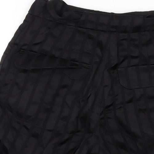 H&M Womens Black Striped Polyester Paperbag Shorts Size S L5 in Regular Hook & Eye