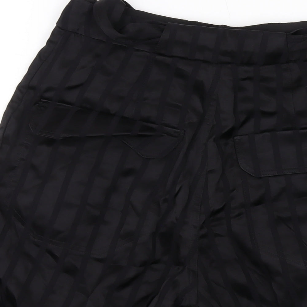 H&M Womens Black Striped Polyester Paperbag Shorts Size S L5 in Regular Hook & Eye