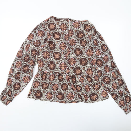 BURGS Womens Multicoloured Geometric Polyester Basic Blouse Size 10 Round Neck