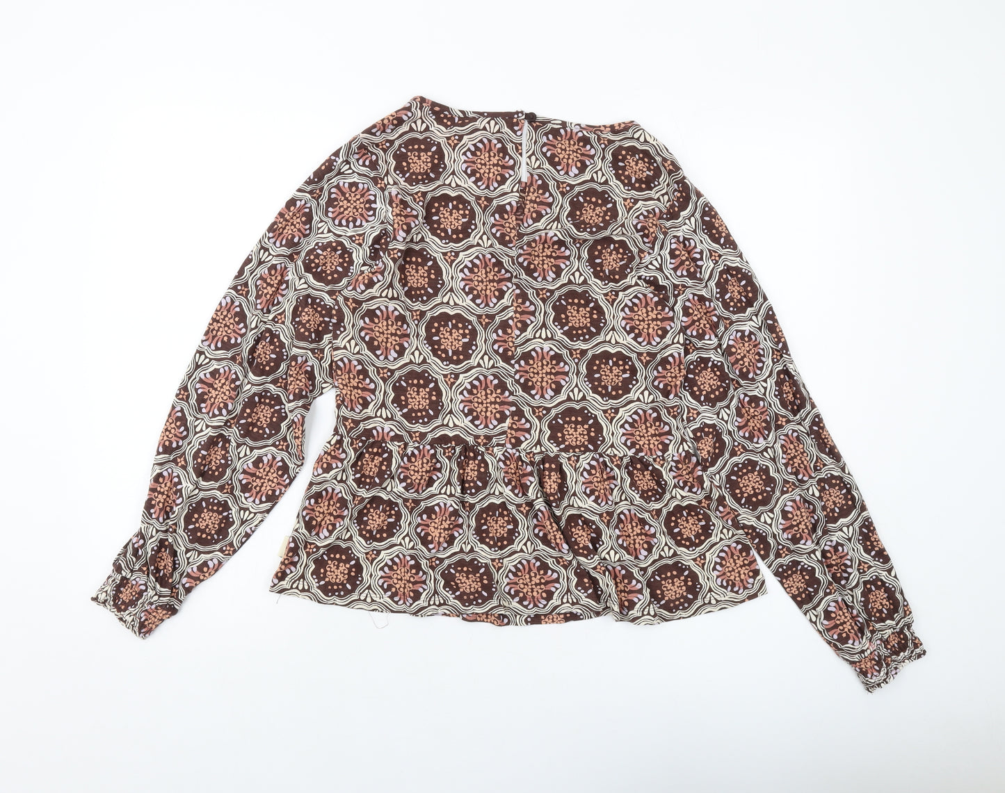 BURGS Womens Multicoloured Geometric Polyester Basic Blouse Size 10 Round Neck