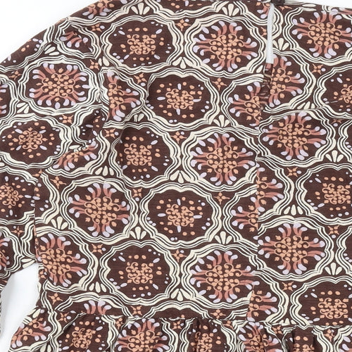BURGS Womens Multicoloured Geometric Polyester Basic Blouse Size 10 Round Neck