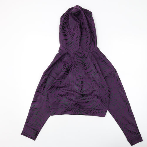 11 degrees Womens Purple Animal Print Polyester Pullover Hoodie Size 8 Pullover
