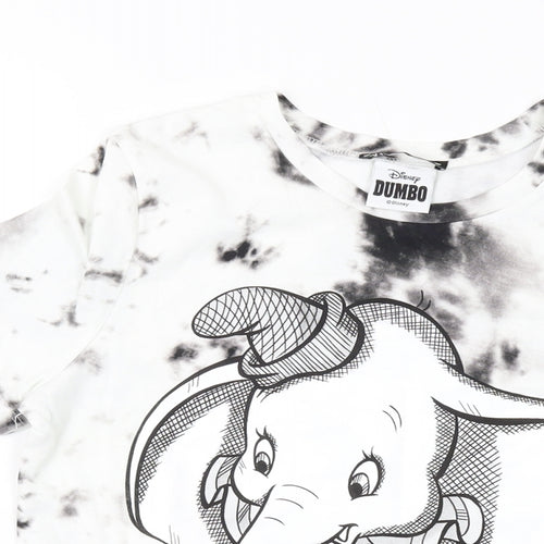 Zara Womens White Cotton Basic T-Shirt Size S Crew Neck - Dumbo Disney