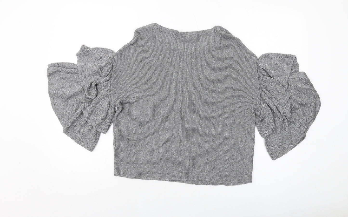 H&,M Womens Silver Round Neck Viscose Pullover Jumper Size S