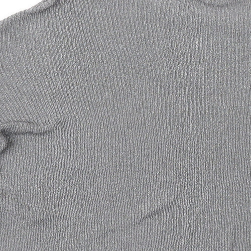 H&,M Womens Silver Round Neck Viscose Pullover Jumper Size S