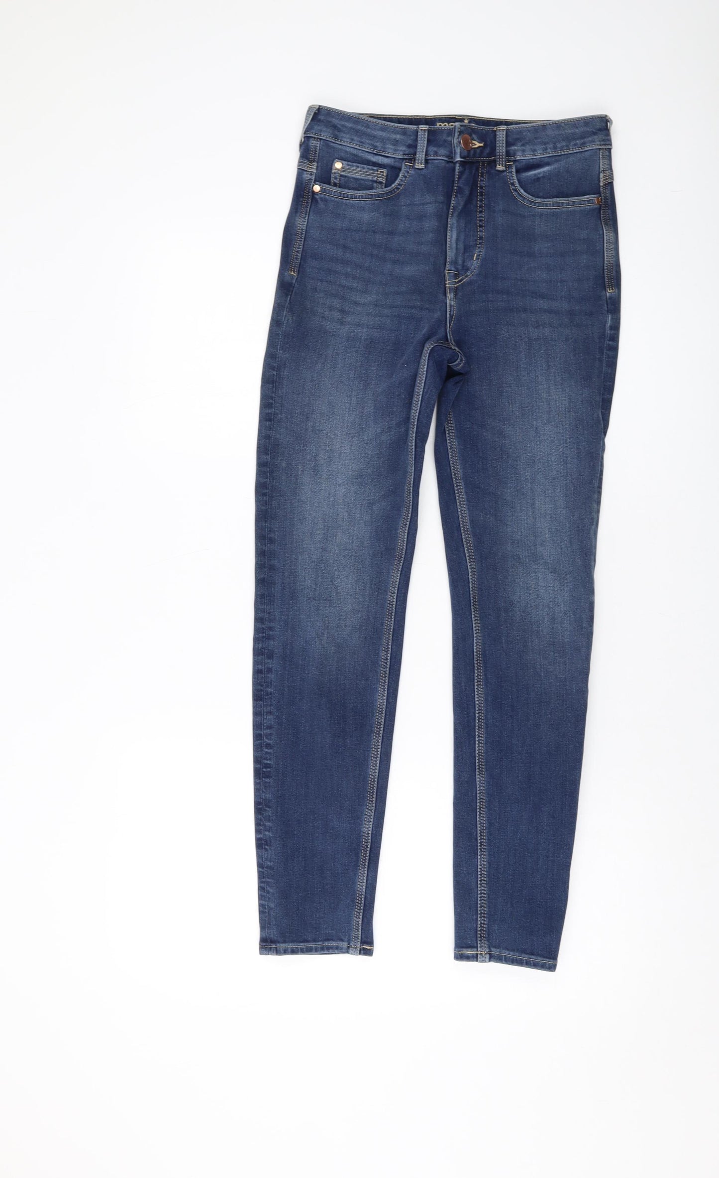 Marks and Spencer Womens Blue Cotton Skinny Jeans Size 8 L27 in Regular Button