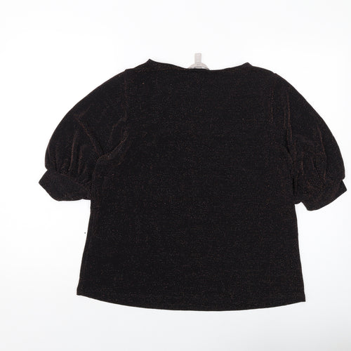 H&M Womens Black Polyamide Basic Blouse Size M V-Neck