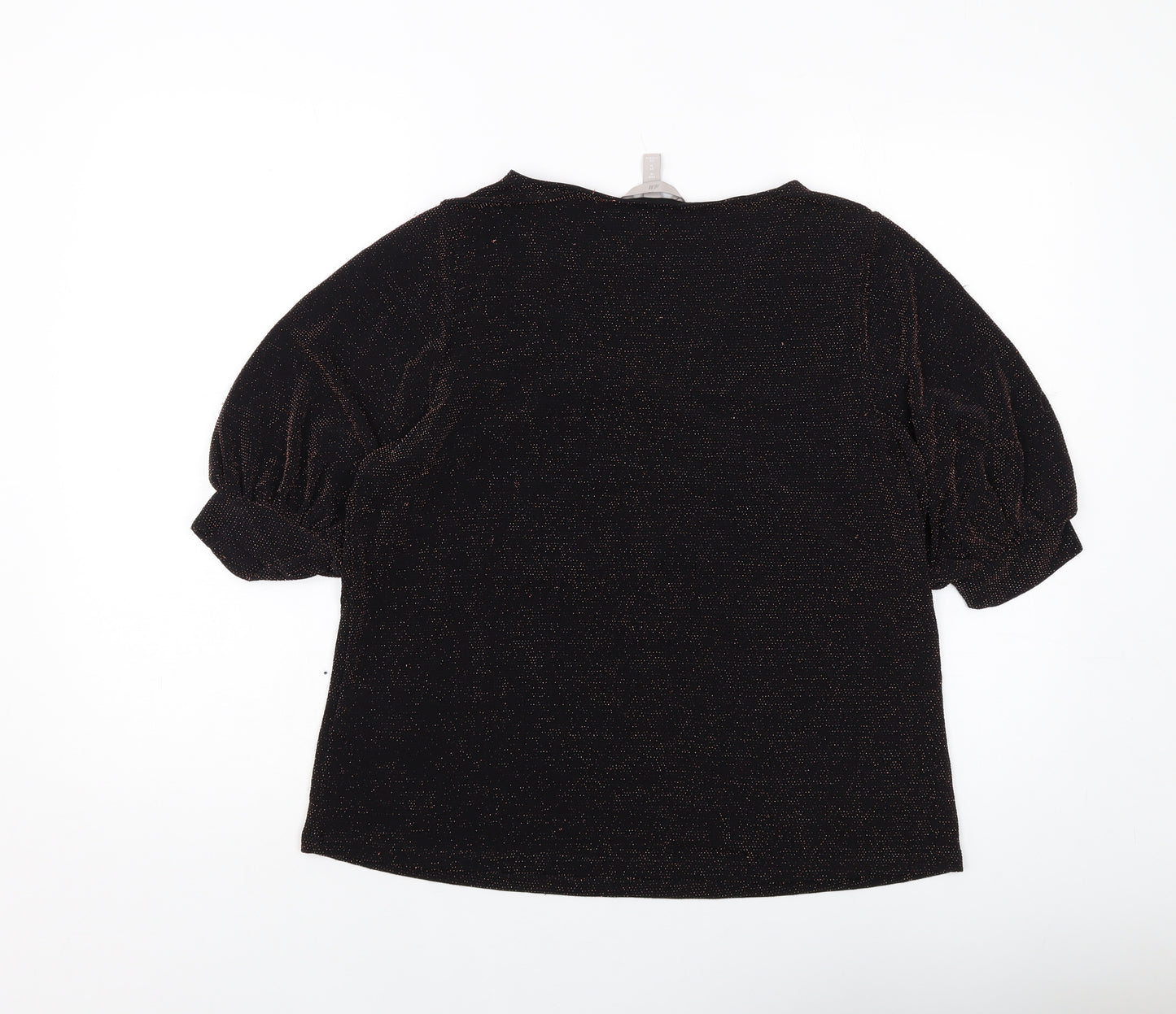 H&M Womens Black Polyamide Basic Blouse Size M V-Neck