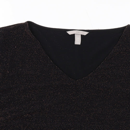 H&M Womens Black Polyamide Basic Blouse Size M V-Neck