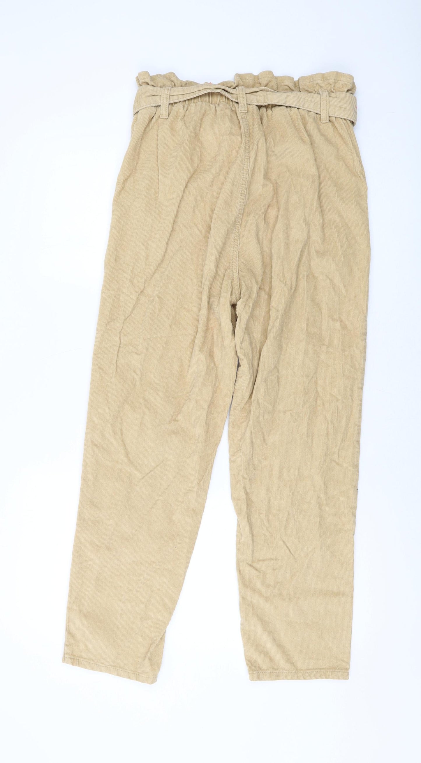 Denim & Co. Womens Beige Cotton Trousers Size 12 L27 in Regular Button