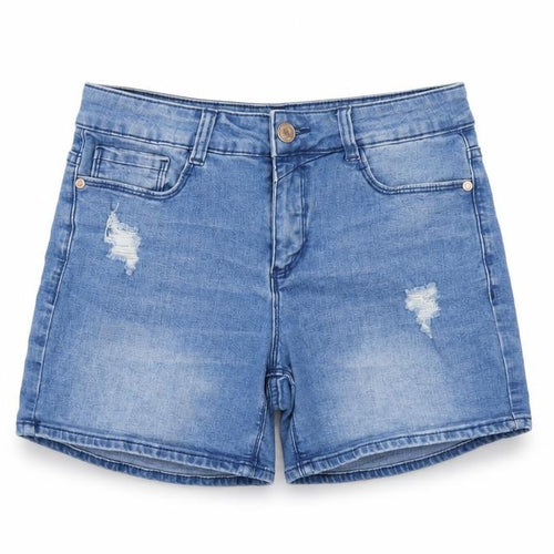 RE DENIM Womens Blue Cotton Boyfriend Shorts Size 10 L6 in Regular Button