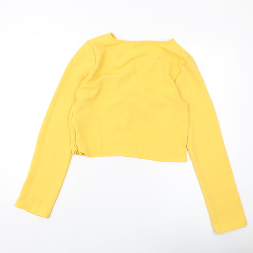 RESERVED Womens Yellow Polyester Basic Blouse Size 10 Round Neck