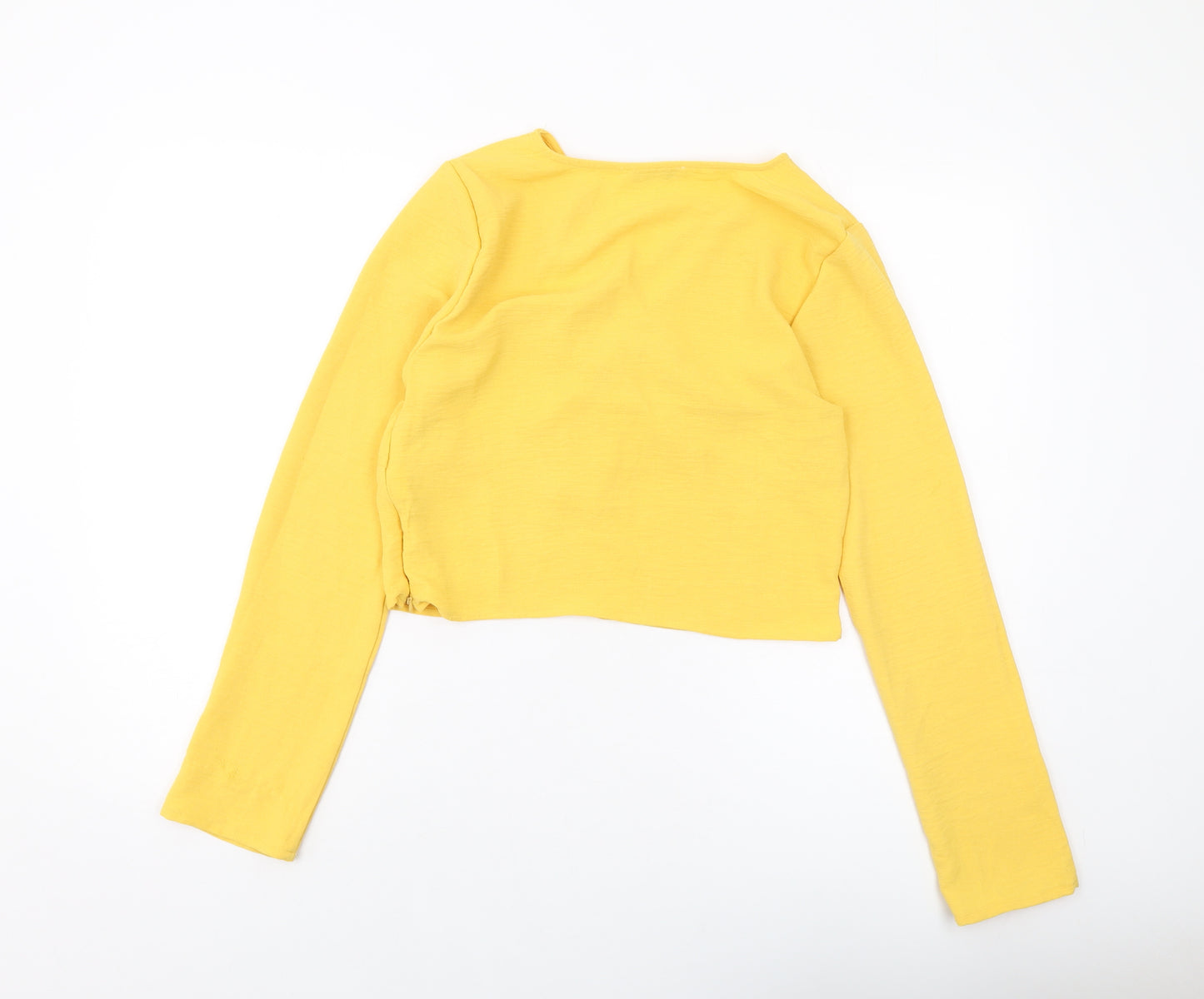 RESERVED Womens Yellow Polyester Basic Blouse Size 10 Round Neck