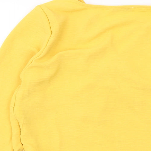 RESERVED Womens Yellow Polyester Basic Blouse Size 10 Round Neck
