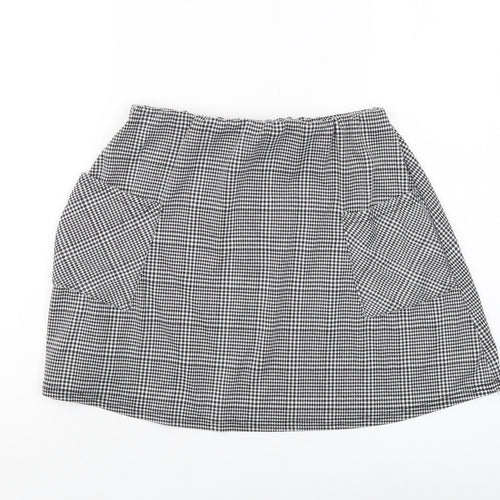 Select Womens Black Plaid Polyester Mini Skirt Size 12