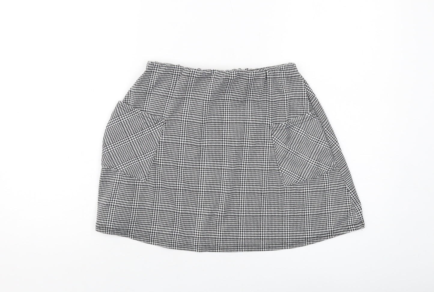 Select Womens Black Plaid Polyester Mini Skirt Size 12