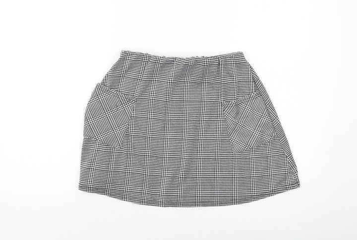 Select Womens Black Plaid Polyester Mini Skirt Size 12