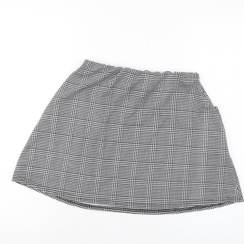 Select Womens Black Plaid Polyester Mini Skirt Size 12