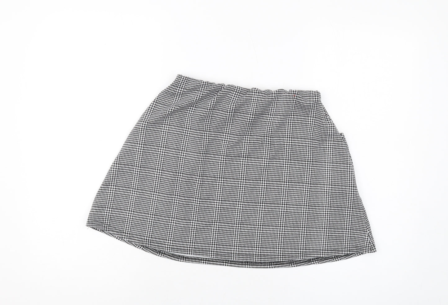 Select Womens Black Plaid Polyester Mini Skirt Size 12