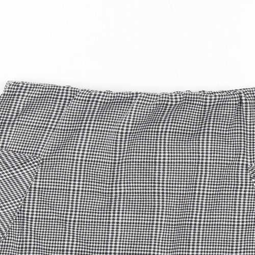 Select Womens Black Plaid Polyester Mini Skirt Size 12
