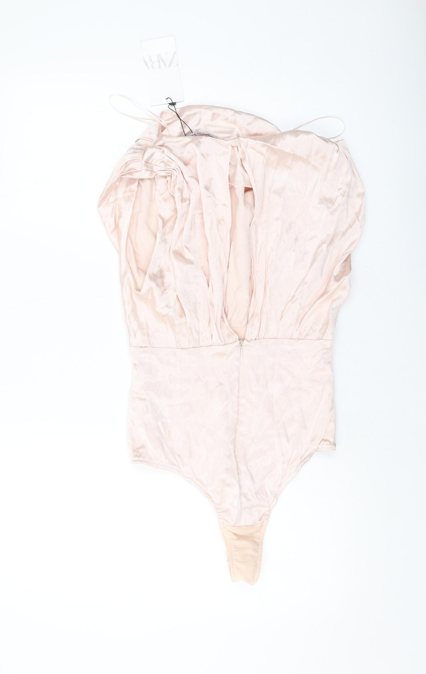 Zara Womens Pink Viscose Bodysuit One-Piece Size M Zip