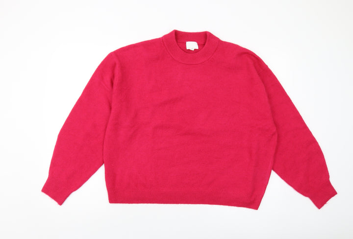 H&M Womens Pink Crew Neck Polyester Pullover Jumper Size M