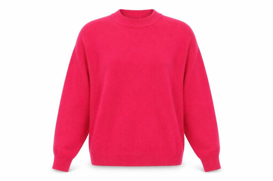 Front view of H&M women’s pink crew neck polyester jumper, size M