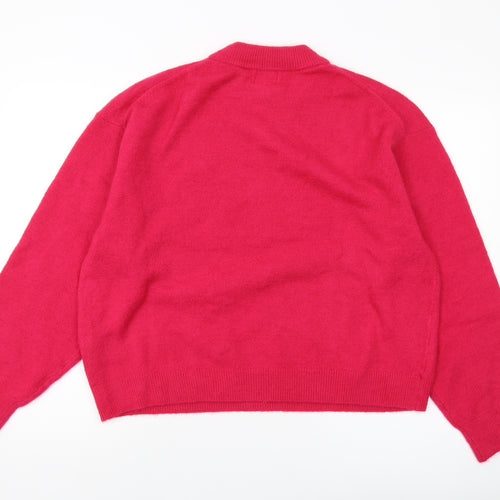 H&M Womens Pink Crew Neck Polyester Pullover Jumper Size M