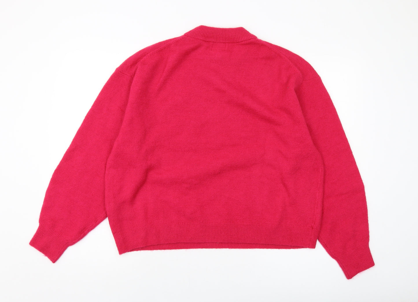 H&M Womens Pink Crew Neck Polyester Pullover Jumper Size M