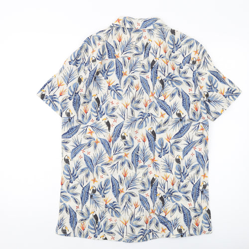 Marks and Spencer Boys Multicoloured Floral Cotton Basic Button-Up Size 15-16 Years Collared Button