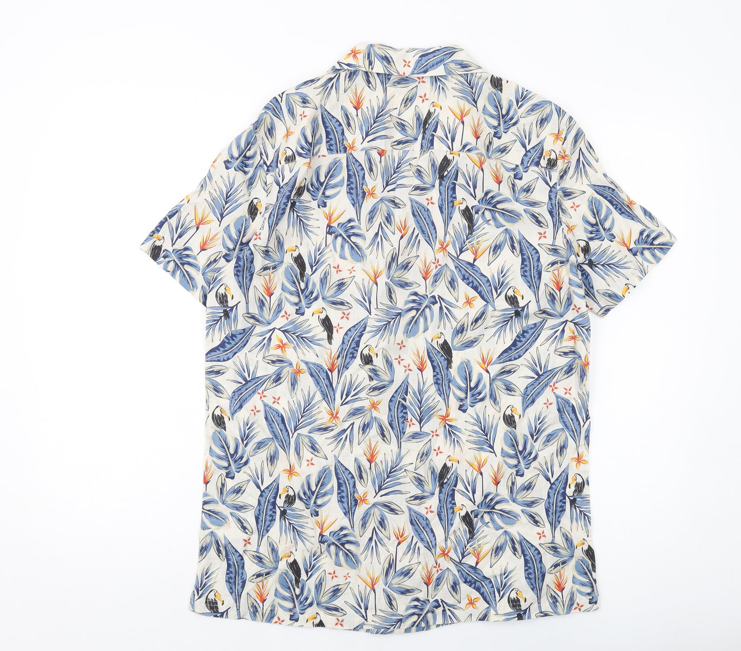 Marks and Spencer Boys Multicoloured Floral Cotton Basic Button-Up Size 15-16 Years Collared Button