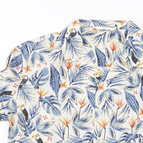 Marks and Spencer Boys Multicoloured Floral Cotton Basic Button-Up Size 15-16 Years Collared Button