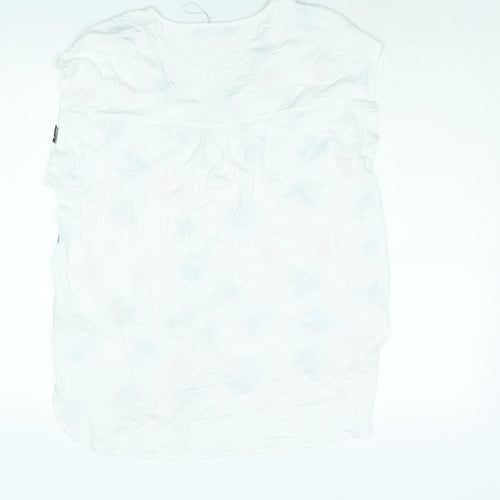 Marks and Spencer Womens White Viscose Basic Blouse Size 14 V-Neck - Floral Print